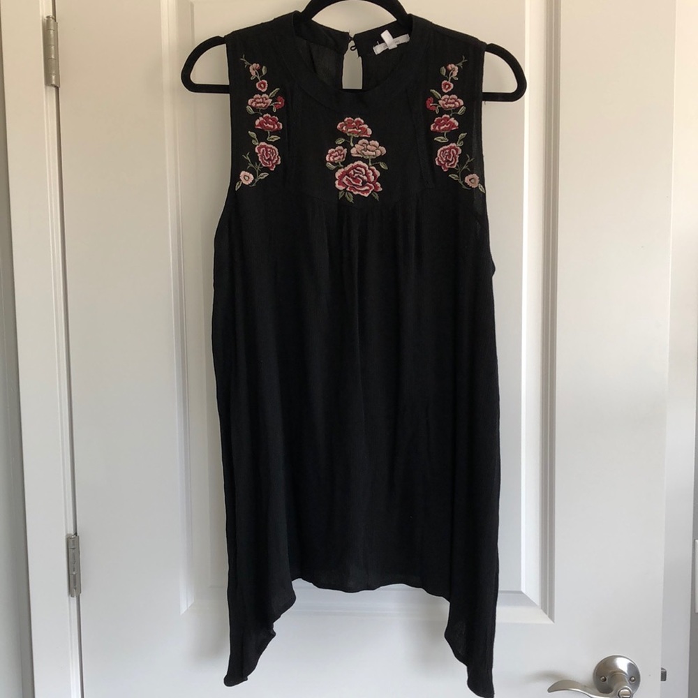 Floral Black Tank